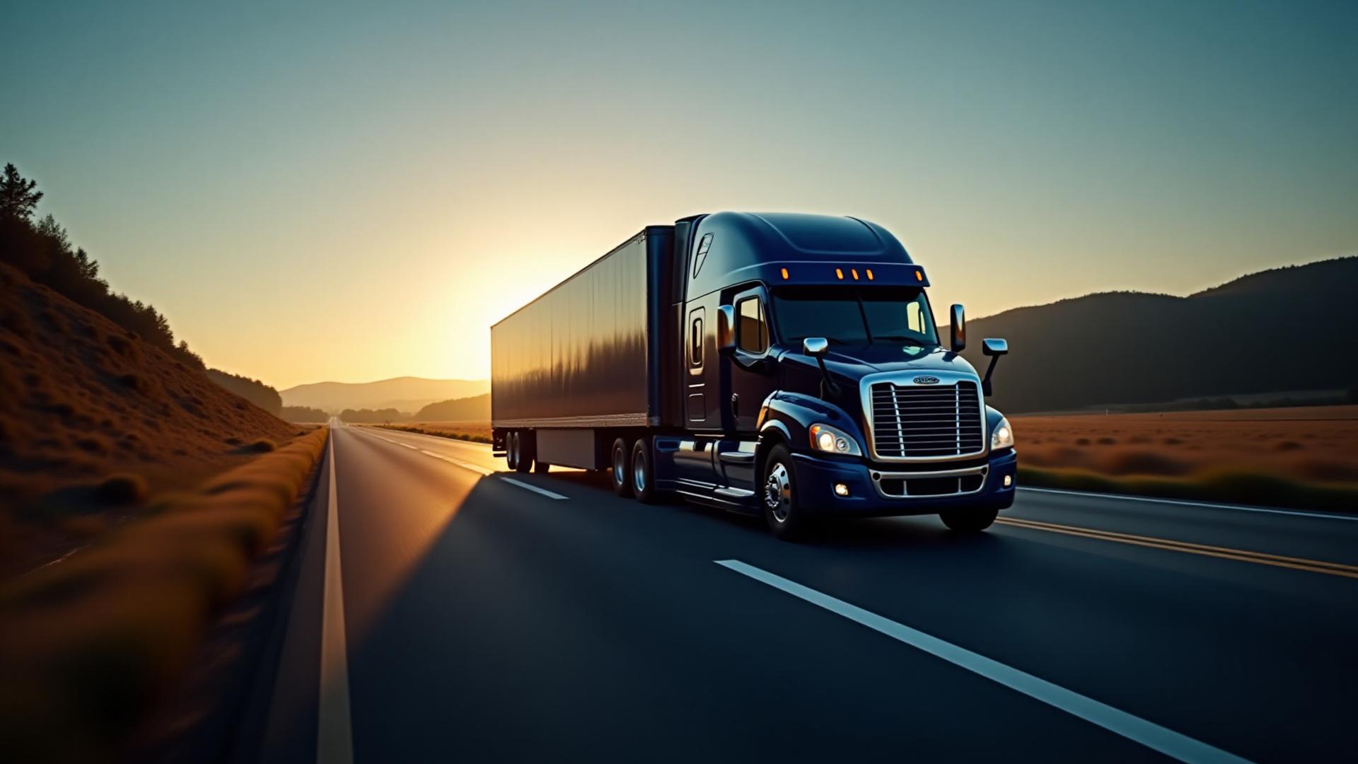 TJC Trucking semi-trailer on a Virginia highway at dawn