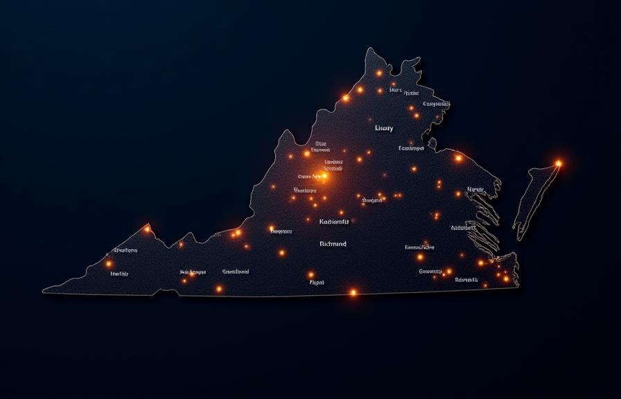 Map of Virginia and surrounding states highlighting TJC Trucking's 500-mile service radius from Axton