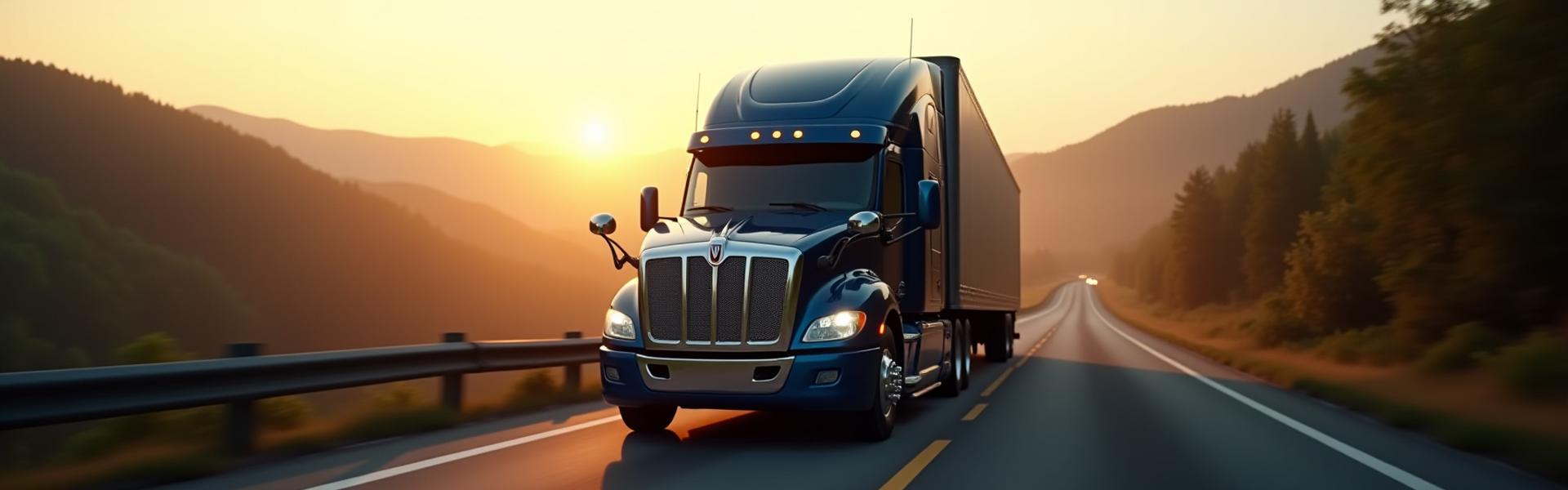 TJC truck navigating a scenic Virginia highway during dawn